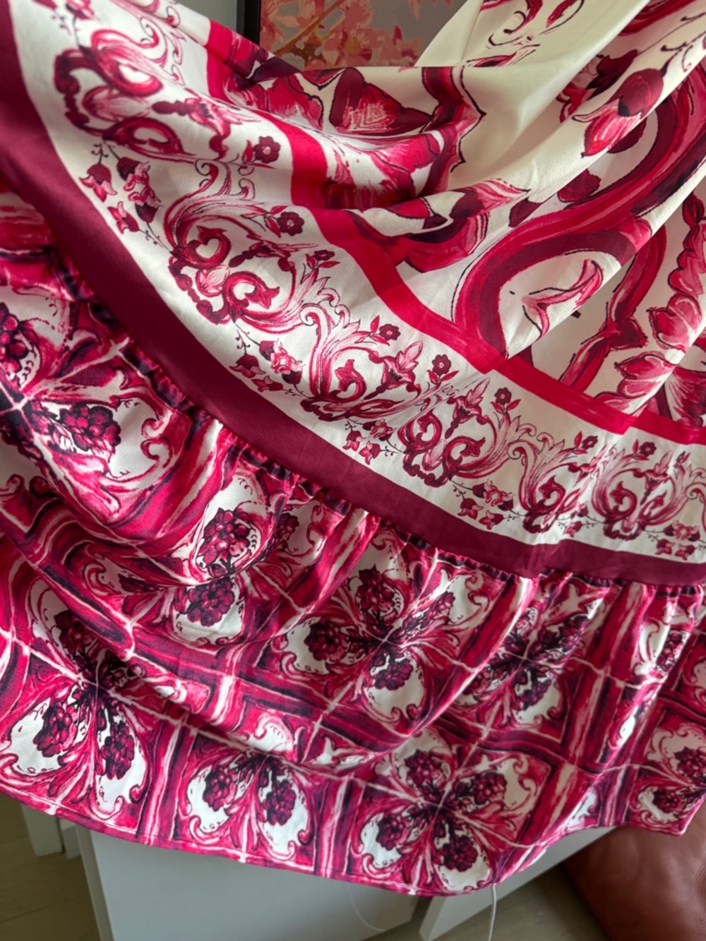Designer-Style Majolica Red Maxi Sundress - Picture 3 of 8